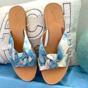 Blue and White Slip on Sandals